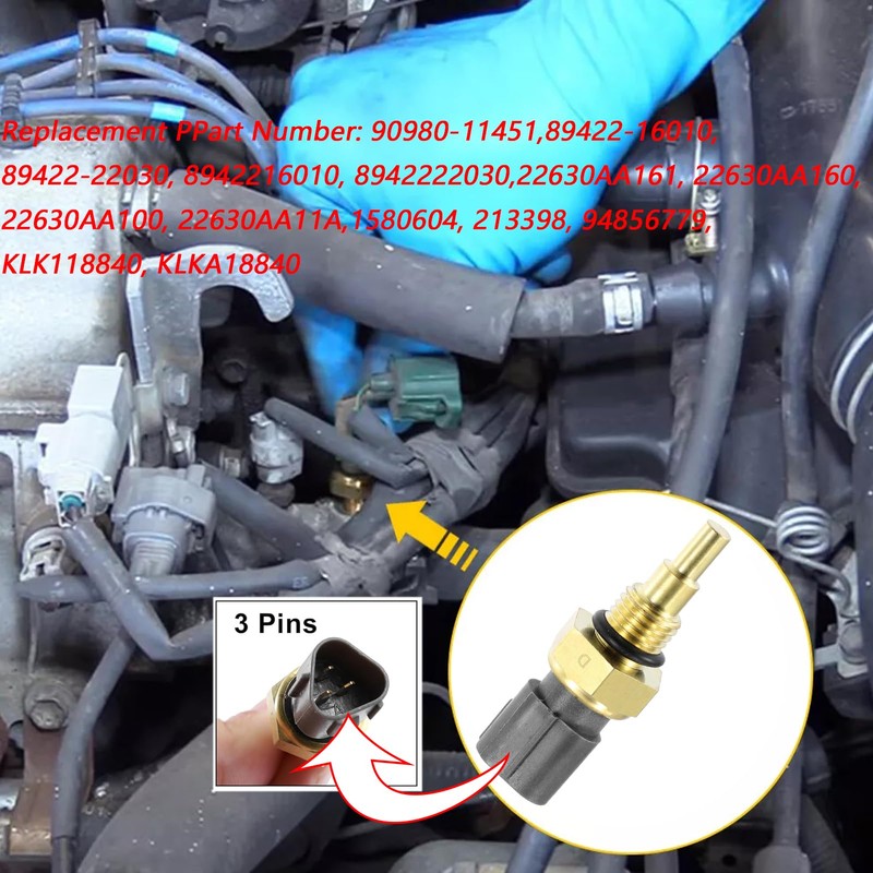 Micarun 3 Wires Engine Coolant Temperature Sensor Switch Sender Connector