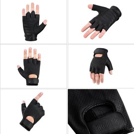 Hugger Glove Company Men's Deersoft Weatherlite Fingerless Motorcycle and Driving Gloves (Black, Medium)