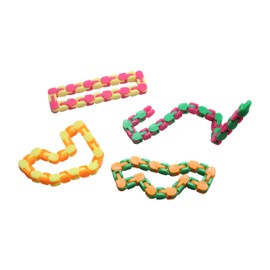 4 Click and Snap Fidget Toy - Chain Track - Bend and Twist in Wacky Crazy Shapes Puzzle (Set of 4)