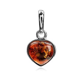 Amber Sterling Silver Heart Pendant