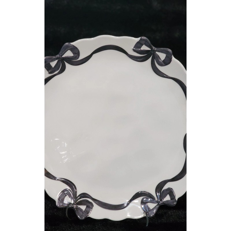 Bella Lux 4 Black Coquette Ribbon Bows on White Melamine