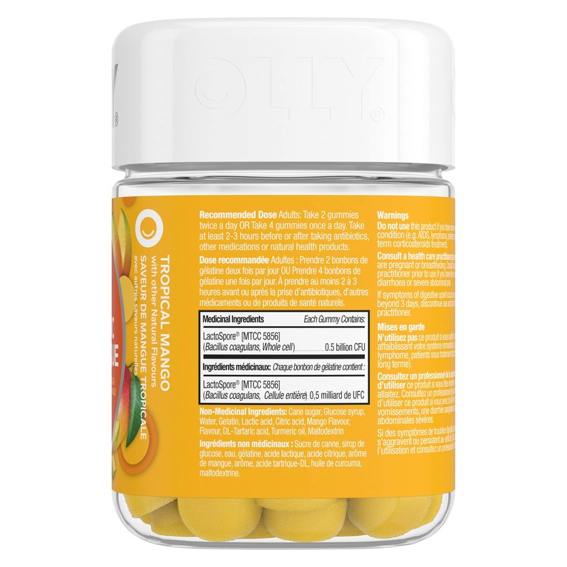 OLLY Probiotic Supplement Mango Chewable Gummy to support gut health