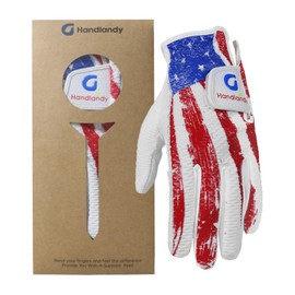 HANDLANDY Golf Gloves for Kids Boys and Girls, 1-Pack Both Left Hand, Breathable Comfort Gloves Gift for Youth Toddler Junior (American Flag, X-Large, Age 9-10)
