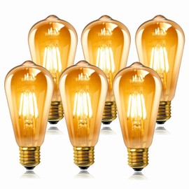 Caldarax 6 Stck Edison Vintage Glhbirne E27 Dimmbar 220V, ST64 Retro LED Filament Lampe 4W, Ersetzt 40W Glhlampen, 400LM Warmwei? 2700K, Nostalgie LED Leuchtmittel E27 fr Caf, Restaurant, Bar, Haus