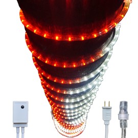 Russell Decor 20ft Red White LED Rope Lights with Patriotic Lights with 4-Level Dimmable Controller Outdoor Decorative Lighting for Christmas or Canada Theme Colors Decor