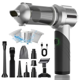 JPSTMVR Car Vacuum Cleaner, 18000PA Vacuum Portable Cordless, 4 in 1 Air Duster with LED Light and Multi-Nozzles, 120W High Power Rechargeable Foldable Vacuum Cleaner for Home, Office, Pet