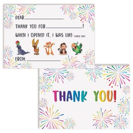 50 Pack Kids Fill in the Blank Thank You Cards with Envelopes, for Boys and Girls, 4.25 x 6 Inch, Double Sided Design, Fun Characters to Circle, by Better Office Products