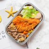 Stainless Steel Bento Lunch Box Metal Containers Wood Lid with