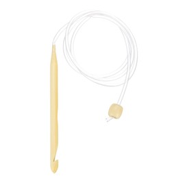 HARFINGTON Bamboo Tunisian Circular Crochet Hook 9mm (US M/13) Afghan Wood Knitting Hook Needles with Cable and Bead End for Weave Crocheting Craft Yarn