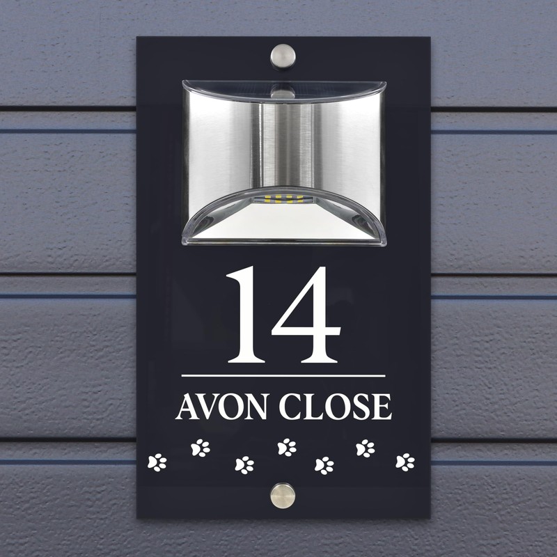 Custom Signs Solar Illuminated Modern Anthracite House Number Sign 24cm