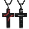 Zocomi Cross Necklace for Men Baseball Pendant Chain Black Stainless