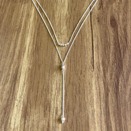 Agalea | Collar Corbatero de Plata Ley .925 con Dijes Diamantados plateado para mujer