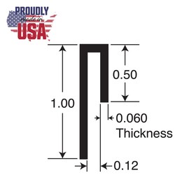 Outwater Aluminum J Channel Fits Material 1/8 Inch Thick Mill Finish Aluminum Cap Moulding 36 Inch Length (Pack of 4)