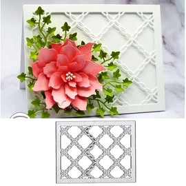 Grid Flowers Frame Metal Die Cuts, Grid Flowers Frame Cutting Dies Cut Stencils DIY Scrapbooking Cards Decorative Embossing Paper Dies for Album Card Scrapbooking Making