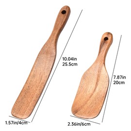 Wooden Sourdough Spatula, 2Pcs Wooden Spatula for Cooking, Sourdough Spatula with Hanging Hole,Mixing Sourdough Spoon Stirring Stick Wood Bread Spatula for Cooking Kitchen Utensil
