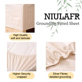 Grounding Sheets,Grounding Fitted Sheet,with15 Ft Grounding Cord, Grounding Bed Cover for Efficient Sleep, Reduce Stress Natural Healthy (76"x80"x14") (White, King)