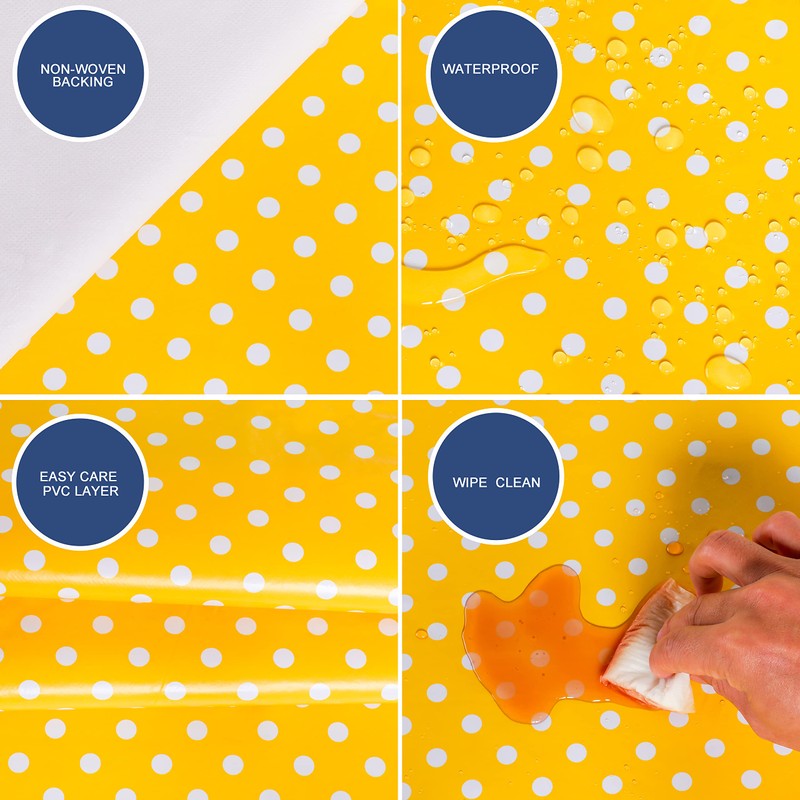 Home Direct Oilcloth Tablecloth Washable Round 140 cm Small Dots