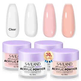 SSProAcryl Ultra-Smooth Acrylic Powder: 4PCS Clear White Nude Pink Acrylic Nail Powder Keratin Acrylic Powder Set Moderate Drying Professional Nail Powder Nail Extension Carving 3D Nail Art Salon