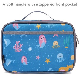 FlowFly - Lonchera para niños con aislamiento, bolsa suave, mini enfriador para volver a la escuela, kit de comida térmica para niñas, niños, sirena