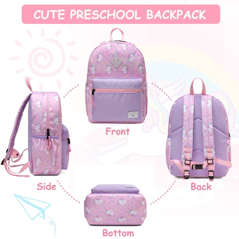 Kids Backpack for Girls, Kasqo Cute Lightweight Water Resistant Toddler