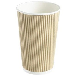 We Can Source It Ltd – 16oz. Kraft Ripple Paper Cups - Eco-Friendly Drinkware 100% Compostable Recyclable – Great for Tea, Coffee, Hot Drinks - 100-Pack