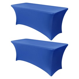 Obstal Cubierta de Mesa Elástica de Spandex de 4 Pies para Mesas Plegables Estándar - Paquete de 2 Manteles Rectangulares Ajustables Universales para Fiestas, Banquetes, Eventos, Ferias Comerciales