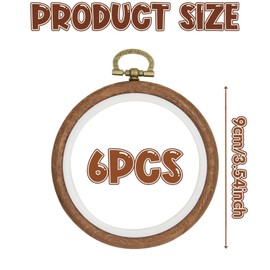 6Pcs 3 Inch Small Embroidery Hoops, - Premium Oval Rubber Imitation Wooden Decorative Embroidery Hoops Frame for Cross Stitch, Wall Display & DIY Craft Decor -Great Gift for Embroidery Lovers