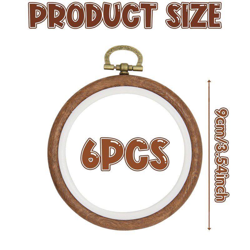 6Pcs 3 Inch Small Embroidery Hoops, - Premium Oval Rubber