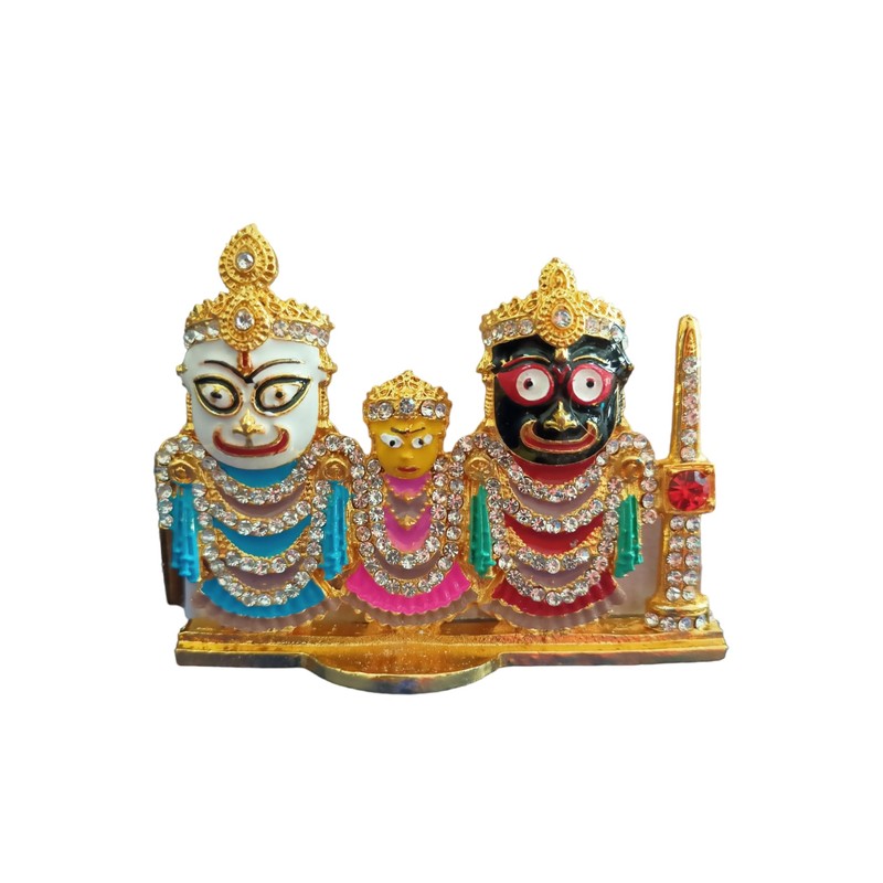 BEXCO Stone Studded Lord Jagannath, Balabhadra, Subhadra Idol with Sudarshan