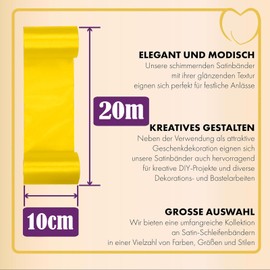 FEISHIONG Yellow Satin Ribbon,4 Inch x 22 Yards Wide Yellow Satin Ribbon Solid Fabric Ribbons Roll for Valentine's Day Crafts Gift Wrapping Invitation Cards Floral