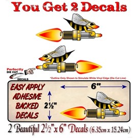 2 Fire Plug Bee 6" Vinyl Decals Snowmobile Sled Hauling Trailer Stickers ((2) 2.5"x 6" Decals)