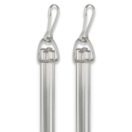 A&F Rod Décor - 1/2" Heavy Duty Fluted Clear PVC Drapery Baton Curtain Wands with Metal Snap (Set of 2) - 36 inch