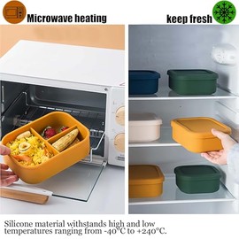 Caja Bento de silicona personalizada  Lonchera personalizada con nombrelogotipo grabado  Contenedores de almuerzo para trabajo, viajes al aire libre  