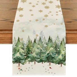 Artoid Mode Xmas Trees Snowflakes Gifts Christmas Table Runner, Seasonal Kitchen Dining Table Decoration for Outdoor Home Party 13x72 Inch