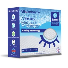 Full Size Waterproof Cooling Mattress Protector by Slumberfy - Premium Skin-Safe Cover, Natural Fabric with ArcticTex Technology, Noiseless Quilted Cover – 54x75 in.