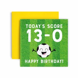 Huxters 13th Birthday Card – Birthday Cards for Boys Girls – Football Goals Scored Happy Birthday Card – Birthday Card for Son or Daughter Brother Sister Friend Birthday Card Envelope (13th)