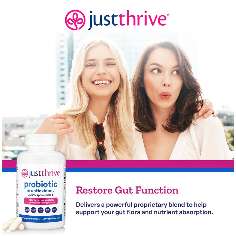 Just Thrive Probiotic & Antioxidant Supplement - 100% Spore-Based Digestive