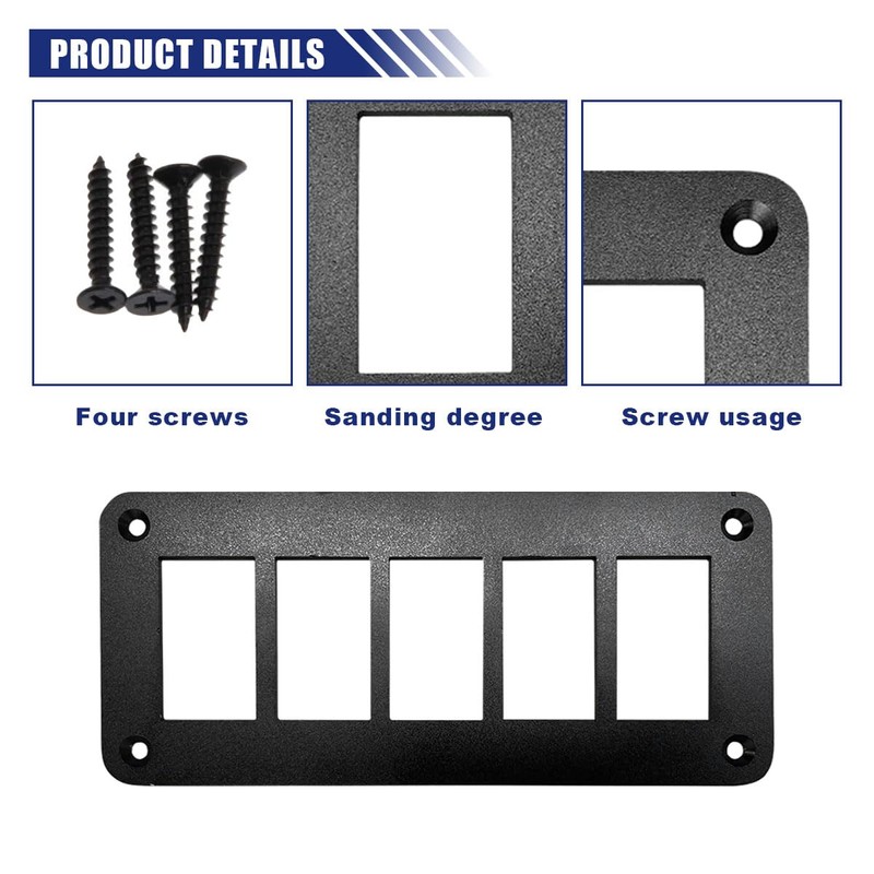 5 Way Rocker Switch Panel, Aluminium Rocker Toggle Switch Housing