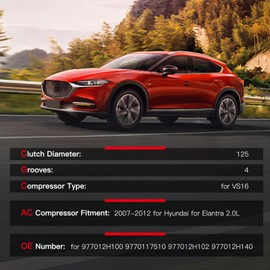 cciyu Air Conditioning Compressor Fit for Hyundai Elantra 2.0L 1.8L 2007-2012 AC Compressor Pump