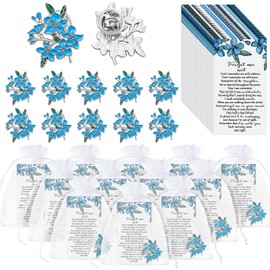 Sasylvia Memorial Pins Bulk Celebration of Life Funeral Favors Flower Brooches Poem Cards(120 Sets)