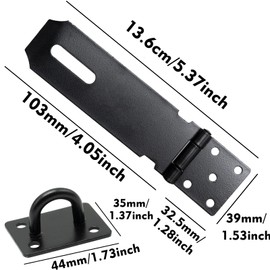 Door Padlock Hasp, 4 Inch Stainless Steel Padlock Hasp and Staple Shed Lock Hasp Shed Door Latch Heavy Duty Gate Lock Latch Security Hasp and Staple for Door Window Cabinet Pet Cage Crate