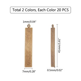 PH PandaHall 40pcs 2 Colors Brass Engraving Blanks, 1.6 x 0.2 Inch Rectangle Blank Stamping Tag Pendants Charms for Bracelet Necklace Pendant Jewelry DIY Craft Making, Antique Bronze/Red Copper