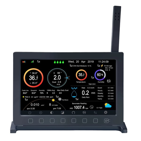 ECOWITT Console HP2560 for Weather Stations, WIFI Indoor 7 Inch TFT Color Display with Touch key, A Accessory, Cannot Be Used Alone, Support WS90/ WS80/ WS69 Outdoor Sensors or Accessories