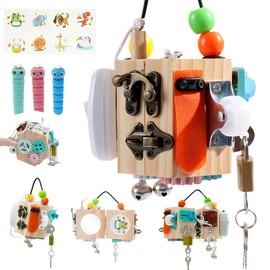 HOVCEH Activity Würfel, Activity Board, Montessori Würfel, Montessori Spielzeug 2 Jahre Busy Board, Montessori Würfel Holz, Motorikwürfel, 15-In-1 Fidget Stresswürfel Tragbares Anti Stress Spielzeug