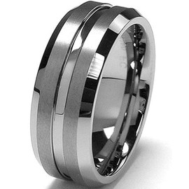8MM Two Tone High Polish/Matte Finish Men's Tungsten Ring Wedding Band Size 15