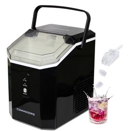 COMMODORE Nugget Ice Maker for Countertop - 36 lbs/Day, High Storage Capacity, Compact & Portable with Carrying Handle, Self-Cleaning Mode, Quiet, Easy Drainage, ETL Certified, Scooper Included