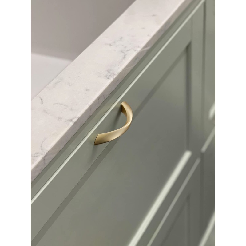 JIASENBAO Brushed Gold Cabinet Pulls 3 Inch Arch Twisted Brass
