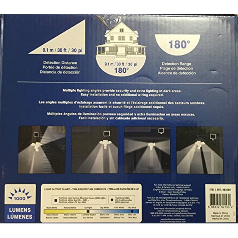 Sunforce 82153 Solar Motion-activated Triple Head 150-led Light, 1000 Lumen