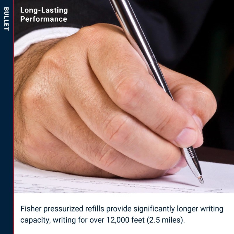 Fisher Chrome Bullet Pen Ballpoint Writes at Any Angle Under