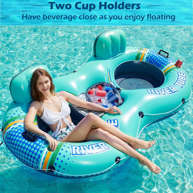 Jasonwell Heavy Duty 2 Person Inflatable River/Pool Tube Float with